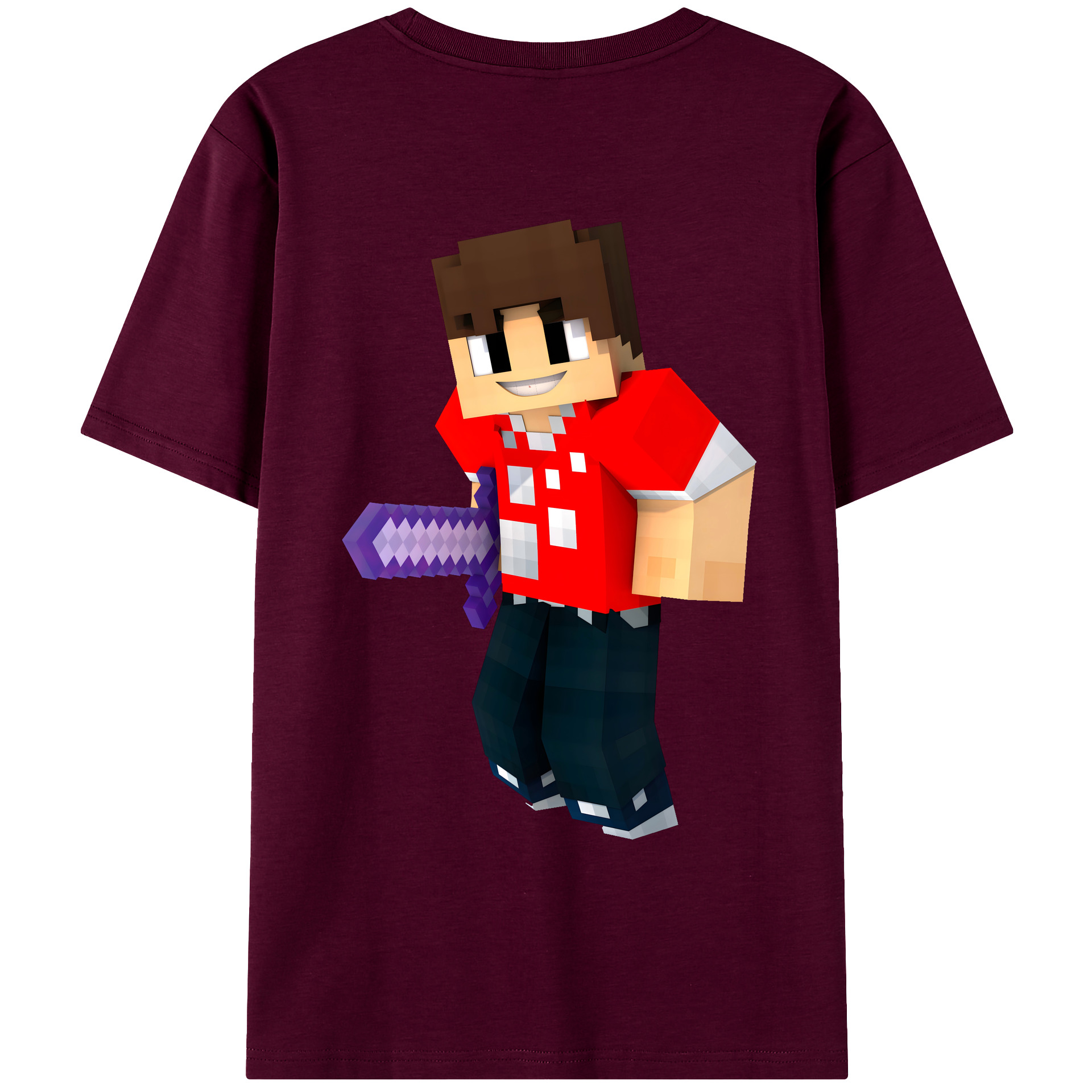 （画像用） マインクラフト ブロックの世界 Minecraft MC Block world レディース半袖Tシャツ(バックプリント)